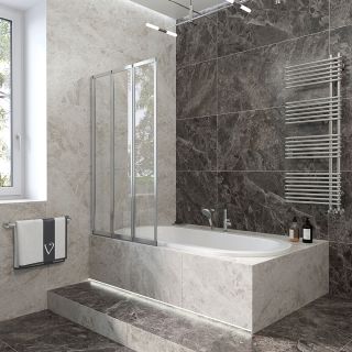 Шторка на ванну Veconi Palau PL-73R, 1200x1500, хром, стекло прозрачное